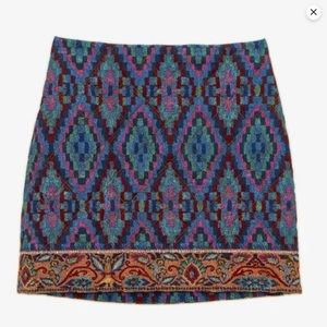 NWT sz XL Farm Rio Blue Tapestry Scarf Mini Skirt